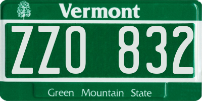 VT license plate ZZO832