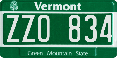VT license plate ZZO834