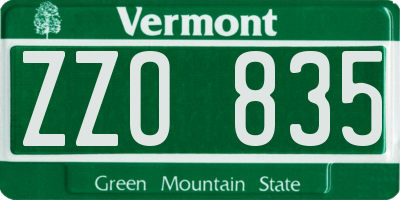 VT license plate ZZO835