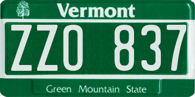 VT license plate ZZO837