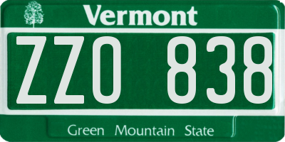 VT license plate ZZO838