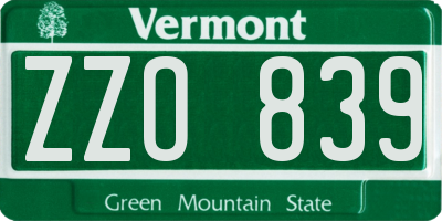 VT license plate ZZO839