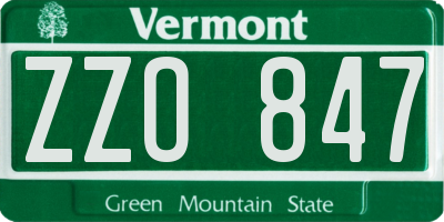 VT license plate ZZO847
