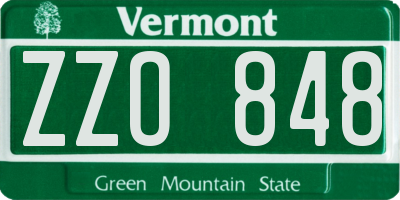 VT license plate ZZO848