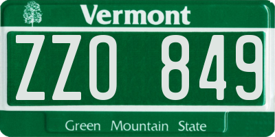 VT license plate ZZO849