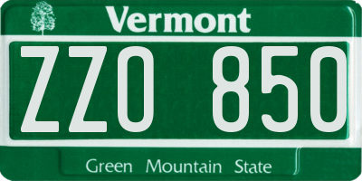 VT license plate ZZO850