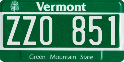 VT license plate ZZO851