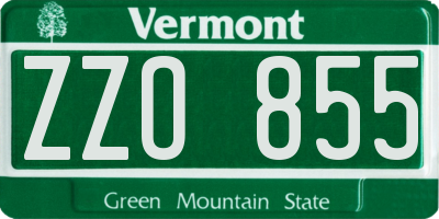 VT license plate ZZO855