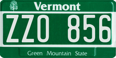 VT license plate ZZO856