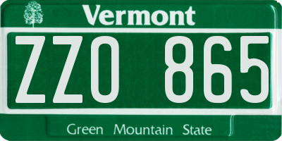 VT license plate ZZO865