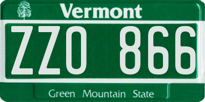 VT license plate ZZO866