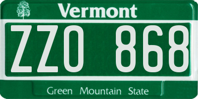 VT license plate ZZO868
