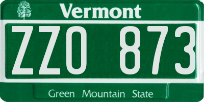 VT license plate ZZO873