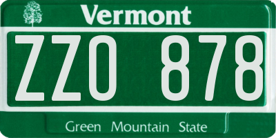 VT license plate ZZO878