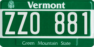 VT license plate ZZO881