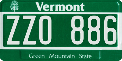 VT license plate ZZO886
