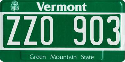 VT license plate ZZO903