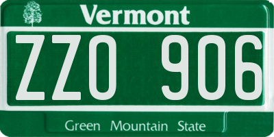 VT license plate ZZO906