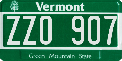 VT license plate ZZO907