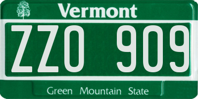 VT license plate ZZO909