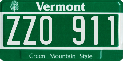 VT license plate ZZO911