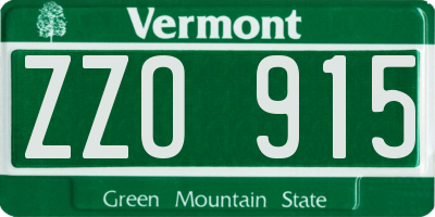 VT license plate ZZO915