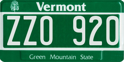 VT license plate ZZO920