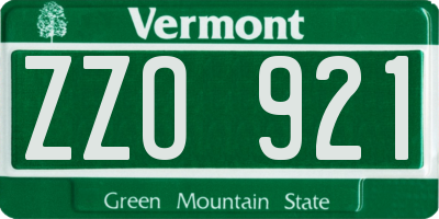VT license plate ZZO921