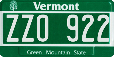 VT license plate ZZO922