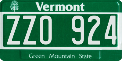 VT license plate ZZO924