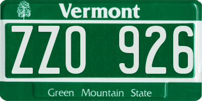 VT license plate ZZO926