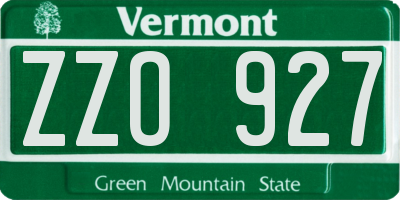 VT license plate ZZO927