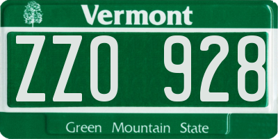 VT license plate ZZO928