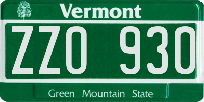 VT license plate ZZO930