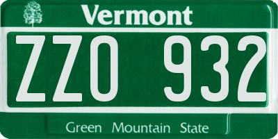 VT license plate ZZO932