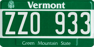 VT license plate ZZO933