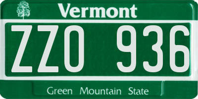 VT license plate ZZO936