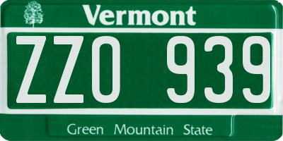 VT license plate ZZO939