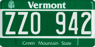 VT license plate ZZO942