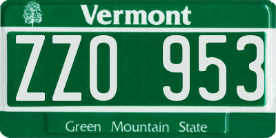 VT license plate ZZO953