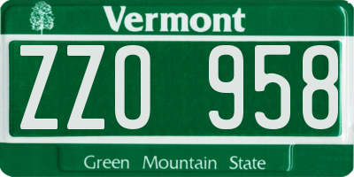 VT license plate ZZO958