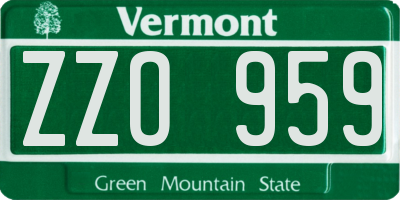 VT license plate ZZO959