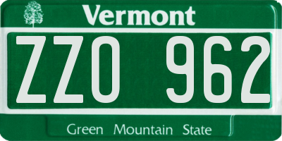 VT license plate ZZO962
