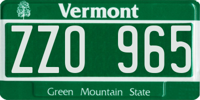VT license plate ZZO965