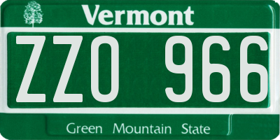 VT license plate ZZO966