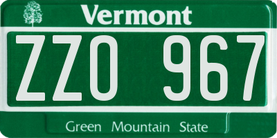 VT license plate ZZO967
