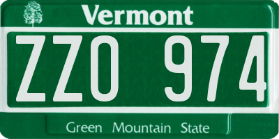 VT license plate ZZO974