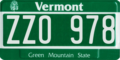 VT license plate ZZO978