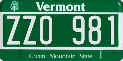VT license plate ZZO981
