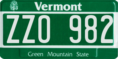 VT license plate ZZO982
